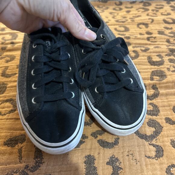 Keds Double Up 6.5 Gray Wool Black Canvas Lace Up Sneaker WF53504 - Picture 2 of 5